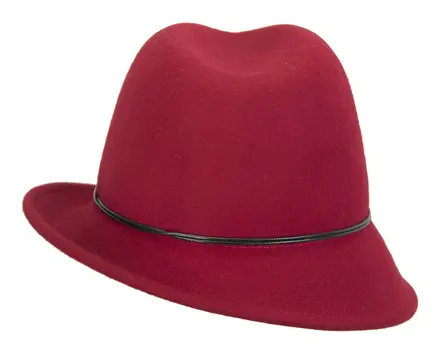 Red ladies fashion felt trilby hat by Max Alexander