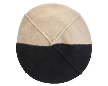 Beige & black winter french beret by Max Alexander