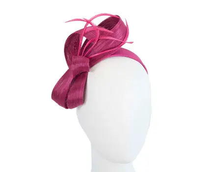 Fuchsia abaca loops and feathers racing fascinator by Fillies Collection