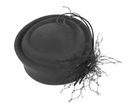 Large black winter felt pillbox hat for races buy online in Australia F572B