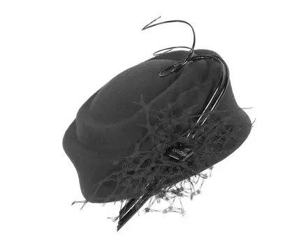 Large black winter felt pillbox hat for races buy online in Australia F572B