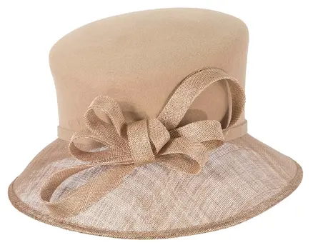 Beige ladies winter fashion hat by Cupids Millinery