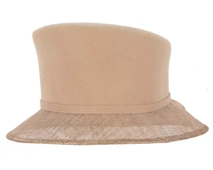 Beige ladies winter fashion hat by Cupids Millinery