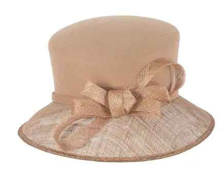 Gold ladies winter fashion hat by Cupids Millinery