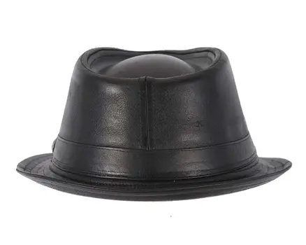 Black Kangaroo Leather Trilby Short Brim Fedora Hat