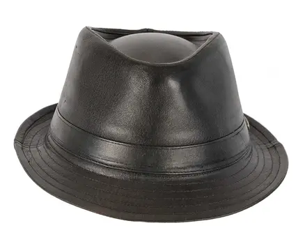 Black Kangaroo Leather Trilby Short Brim Fedora Hat