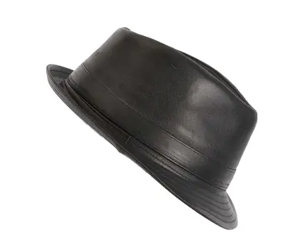Black Kangaroo Leather Trilby Short Brim Fedora Hat
