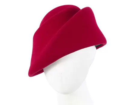 Unique red ladies winter felt fashion hat