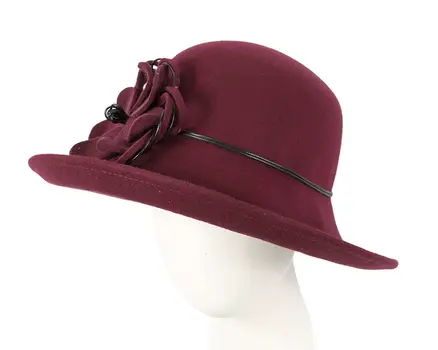 Burgundy felt ladies fashion hat by Max Alexander