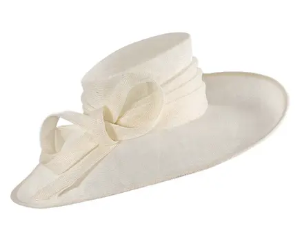 Wide brim cream ladies fashion sinamay hat
