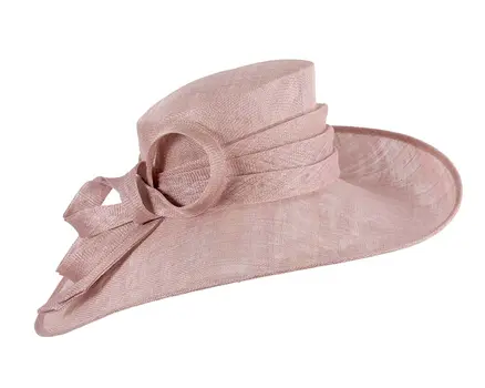 Wide brim dusty pink ladies fashion sinamay hat