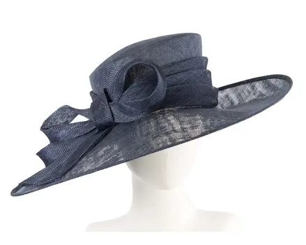 Wide brim navy ladies fashion sinamay hat