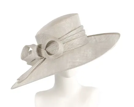 Wide brim silver ladies fashion sinamay hat