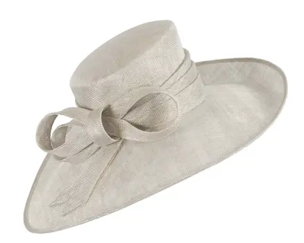 Wide brim silver ladies fashion sinamay hat