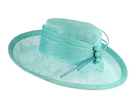 Wide brim aqua ladies fashion sinamay hat