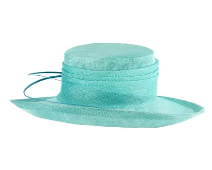 Wide brim aqua ladies fashion sinamay hat
