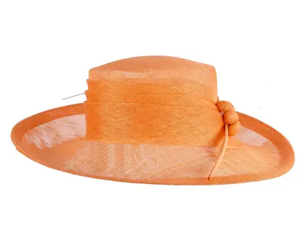 Wide brim orange ladies fashion sinamay hat