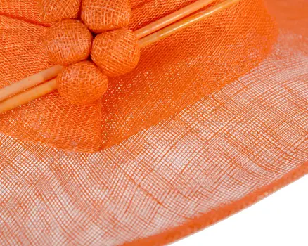 Wide brim orange ladies fashion sinamay hat