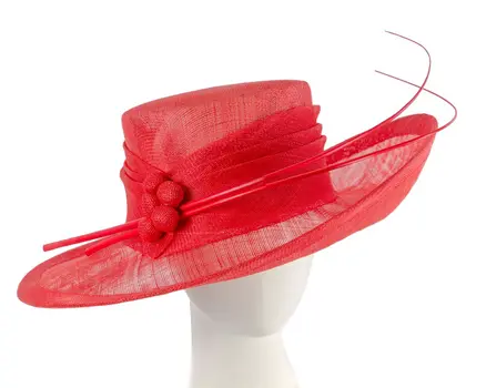 Wide brim red ladies fashion sinamay hat