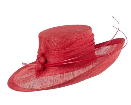 Wide brim red ladies fashion sinamay hat