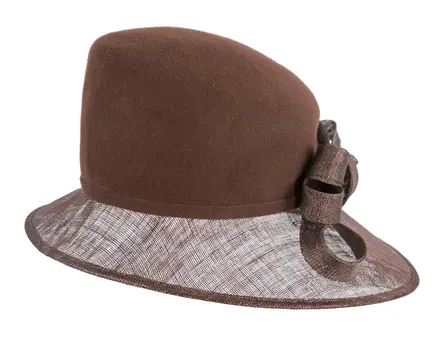 Chocolate ladies winter fashion hat by Cupids Millinery