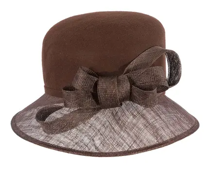 Chocolate ladies winter fashion hat by Cupids Millinery