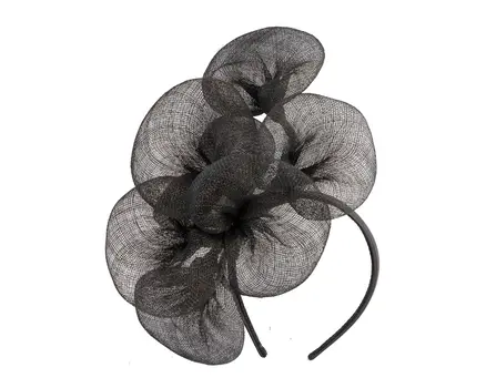 Large black sinamay flower fascinator by Max Alexander MA918