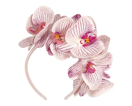Bespoke pink & cream orchid flower headband by Fillies Collection