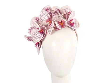 Bespoke pink & cream orchid flower headband by Fillies Collection