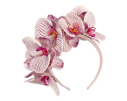 Bespoke pink & cream orchid flower headband by Fillies Collection
