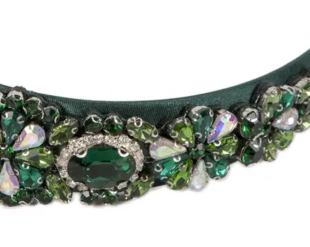 Green crystal headband by Cupids Millinery CU591