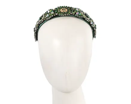 Green crystal headband by Cupids Millinery CU591