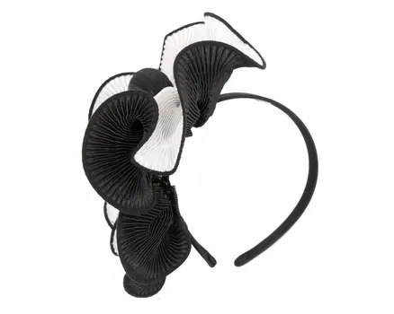 White & black racing fascinator by Max Alexander