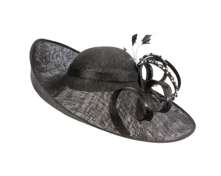 Large black sinamay fashion hat