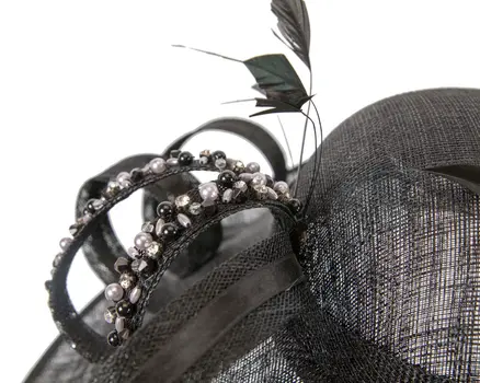 Large black sinamay fashion hat
