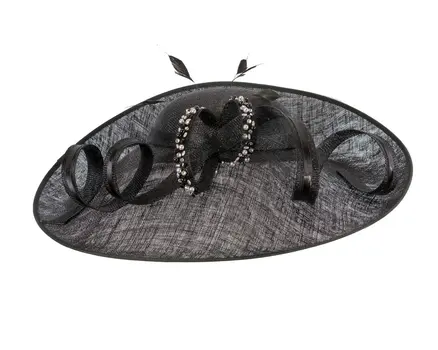 Large black sinamay fashion hat