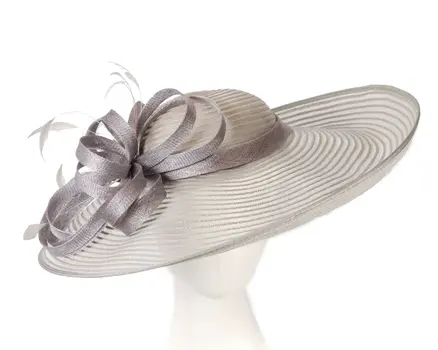Wide brim silver ladies fashion hat