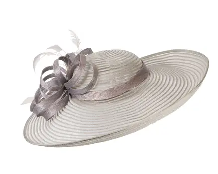 Wide brim silver ladies fashion hat