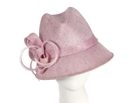 Lilac straw fedora hat by Cupids Millinery