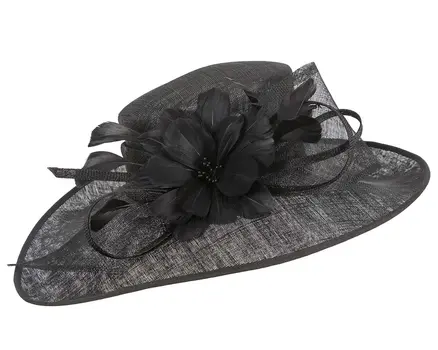Wide brim black ladies fashion hat by Max Alexander