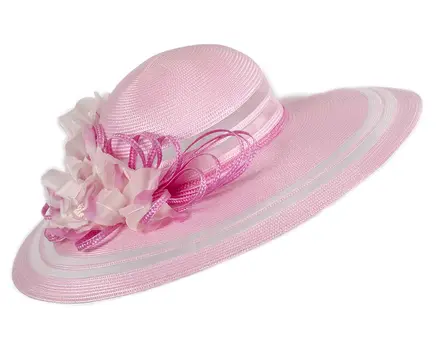 Fashion pink summer ladies hat by Cupids Millinery