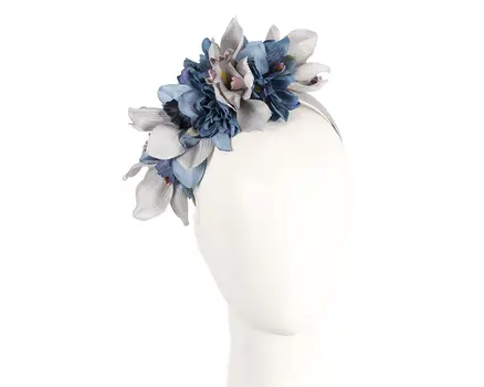 Hand made exclusive blue fascinator headband