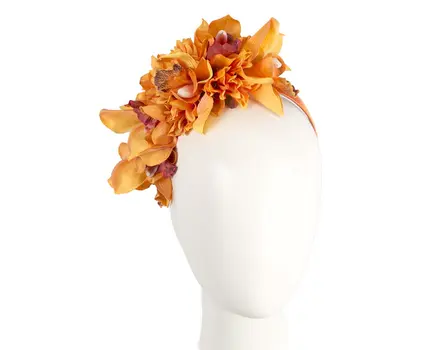Hand made exclusive orange fascinator headband