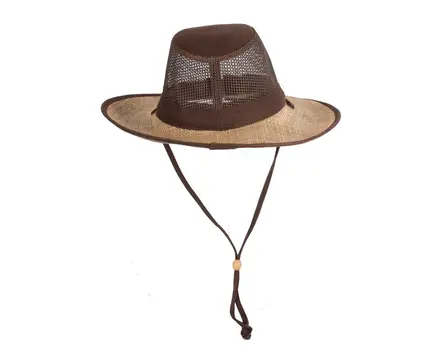Wide brim summer fedora hat with chin strap