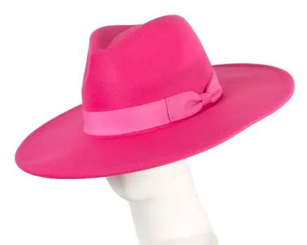 Hot pink wide brim fedora hat