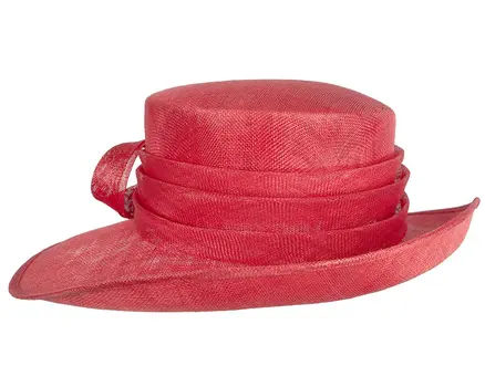 Wide brim red ladies fashion sinamay hat