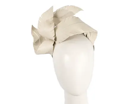 Bespoke cream leather fascinator by BELIEVERA