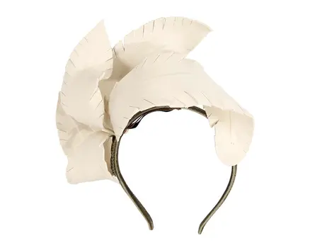 Bespoke cream leather fascinator by BELIEVERA
