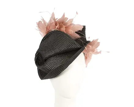 Bespoke black & dusty pink fascinator by BELEIVERA