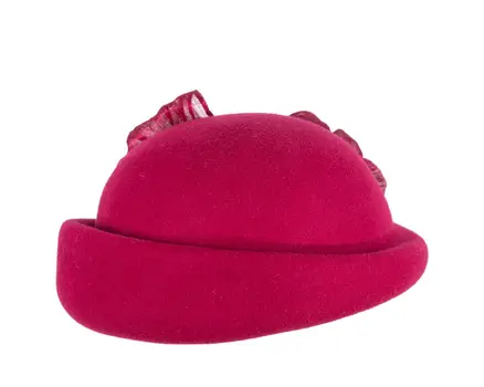Elegant Magenta Felt Hat with Silk Abaca Trim by Fillies Collection
